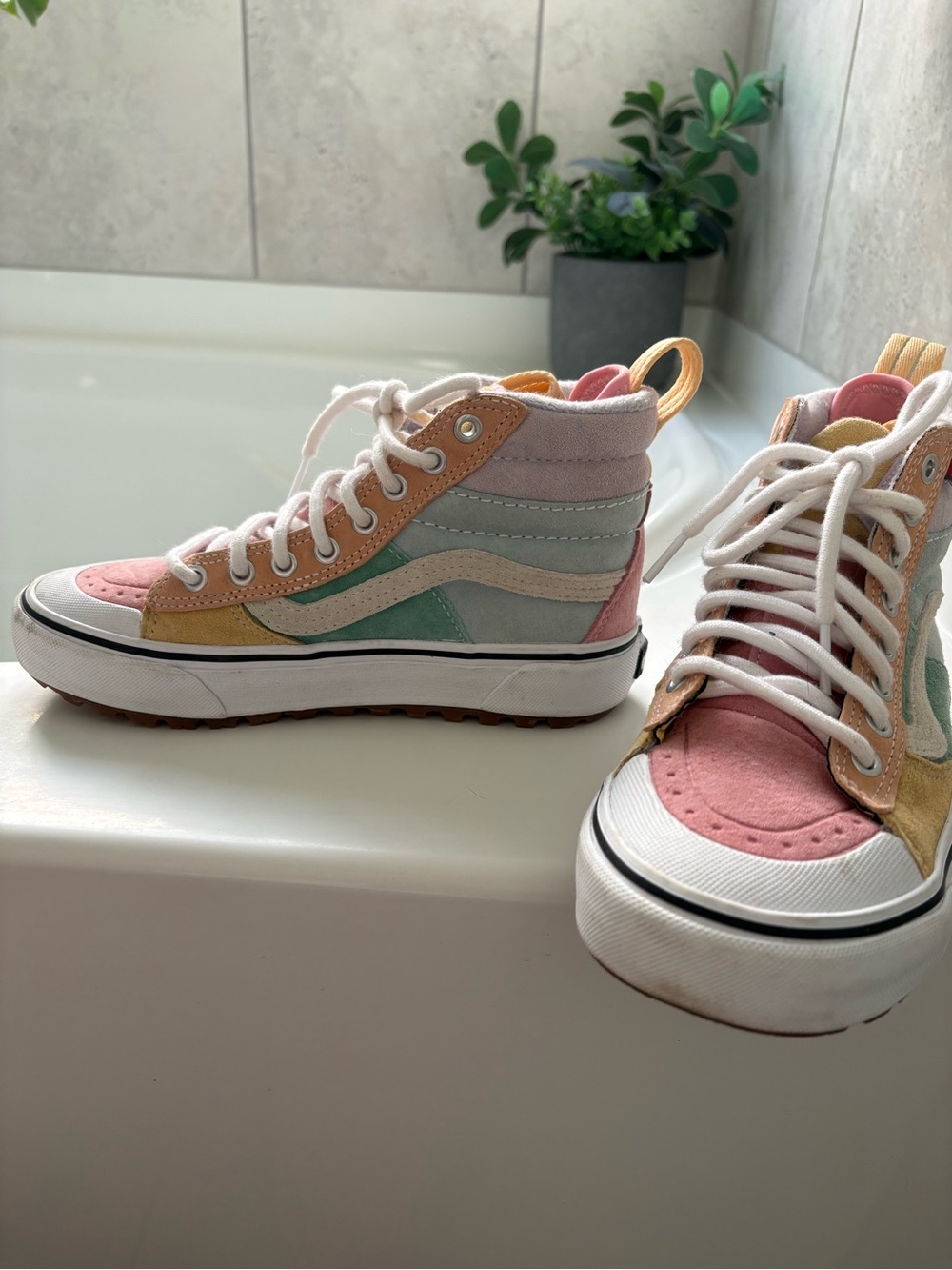 Vans Women's Pride High-Top Pastel Multi-Color Suede Skate Sneakers